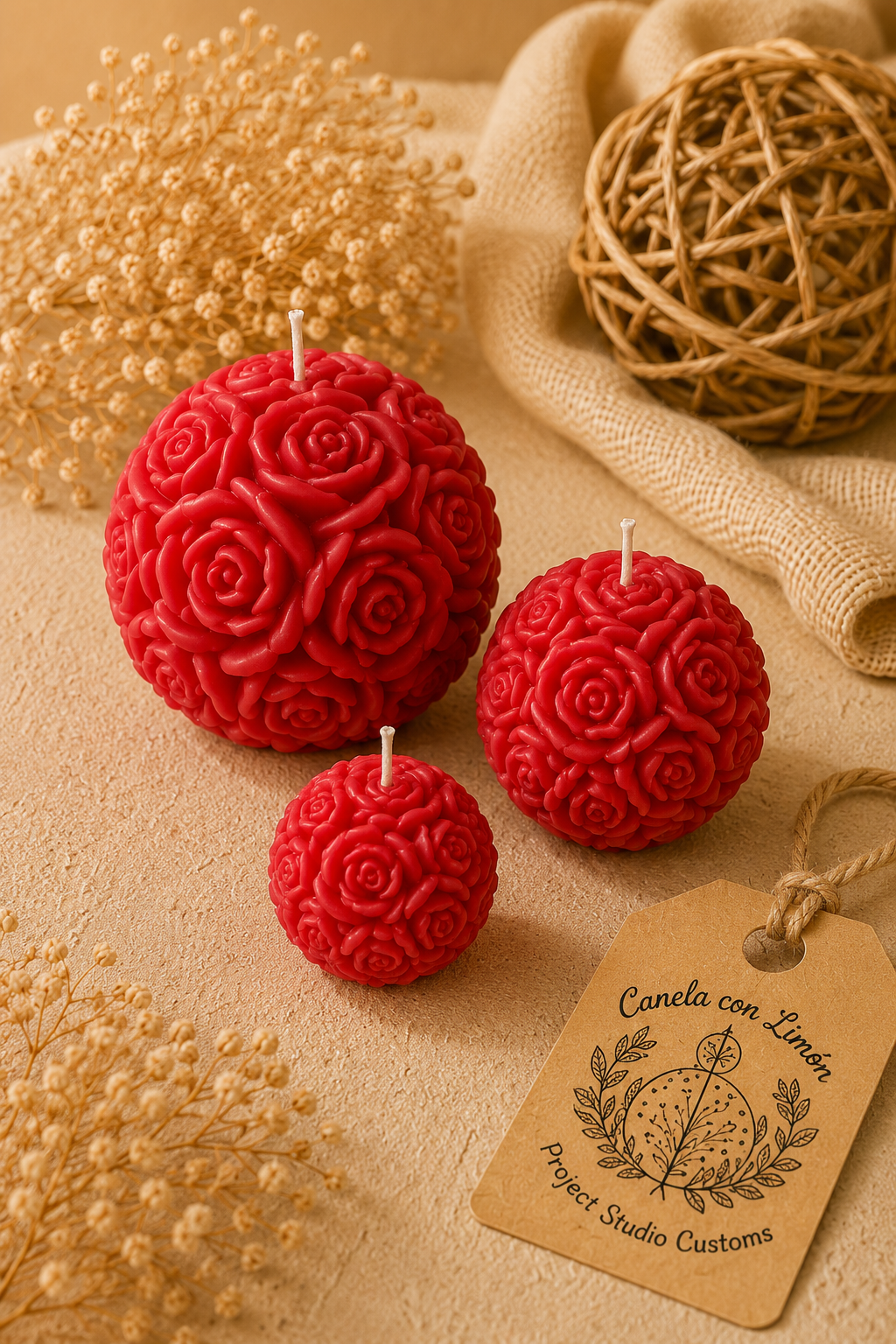 Vela trio bouquet rosas