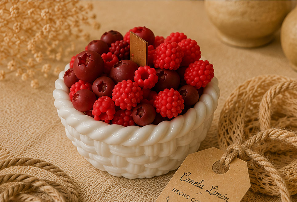 Vela cesta frutos rojos