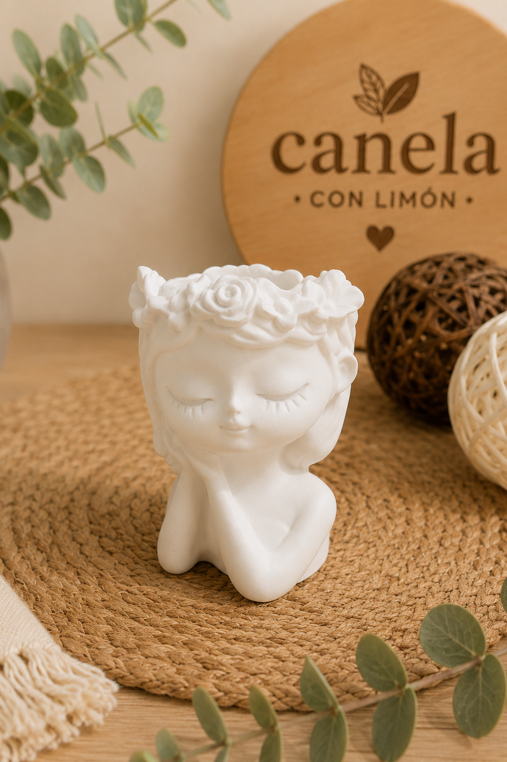 Escayola decorativa Portavela Soñadora