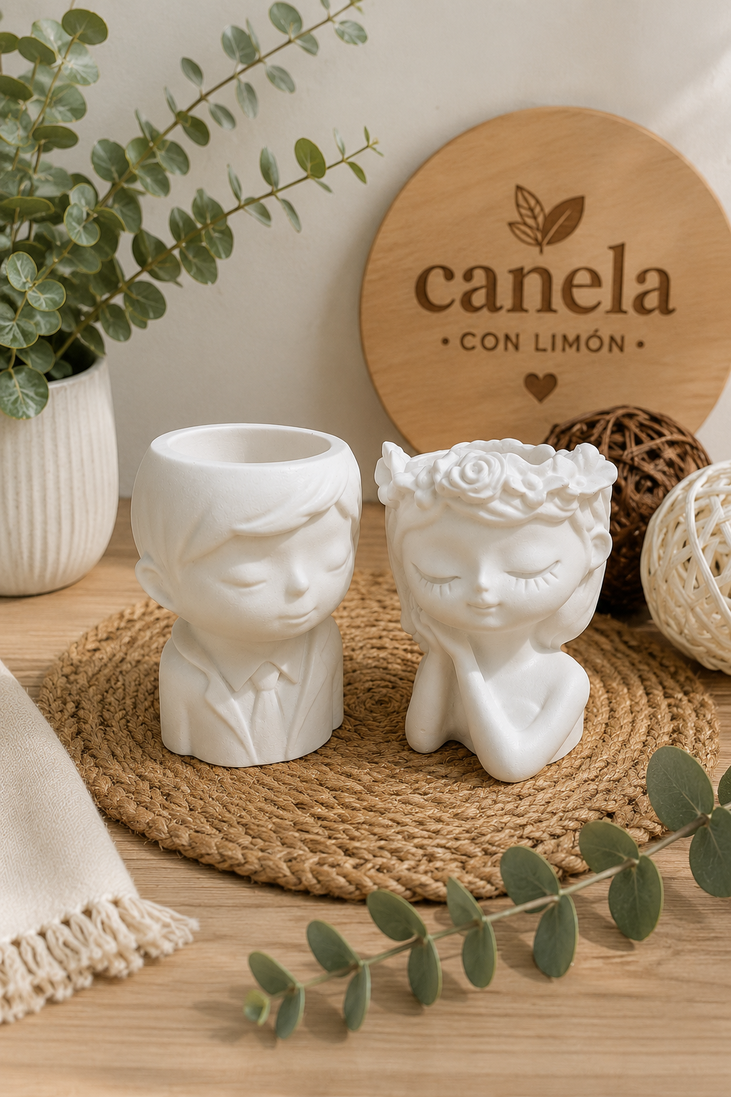 Escayola decorativa Portavela Soñador