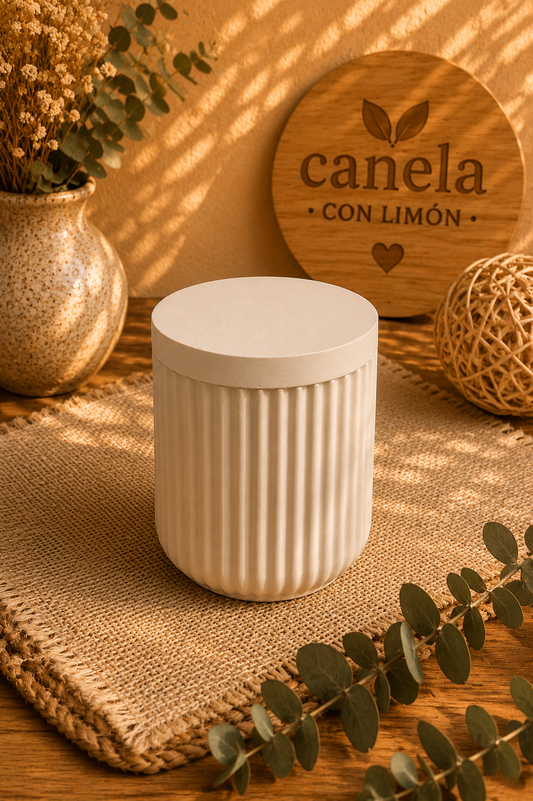 Escayola decorativa Recipiente Ondas alto redondo