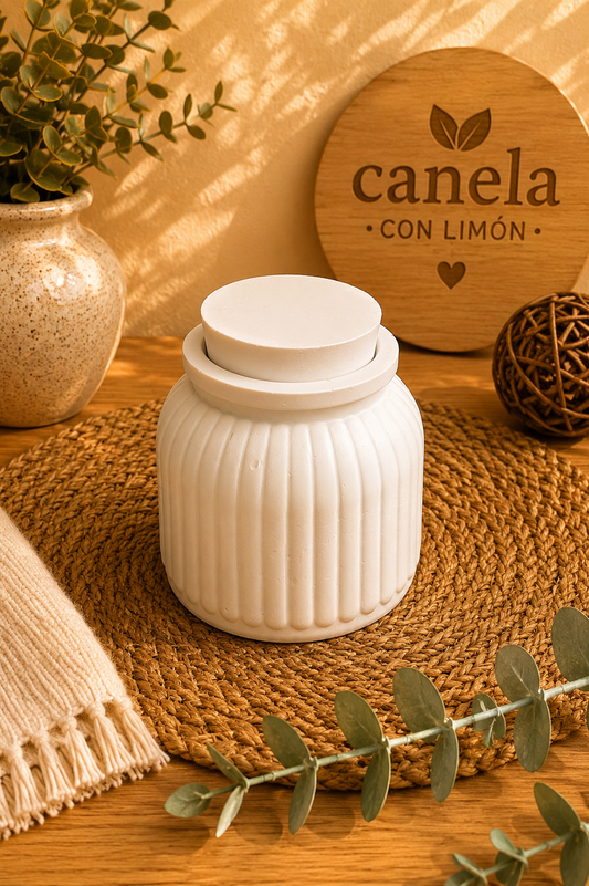 Escayola decorativa Recipiente Ondas con tapa P