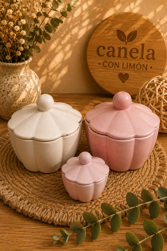Escayola decorativa Recipiente Ondas con tapa G