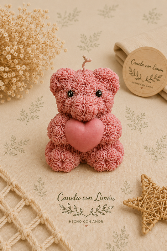 Vela Teddy flor corazón G