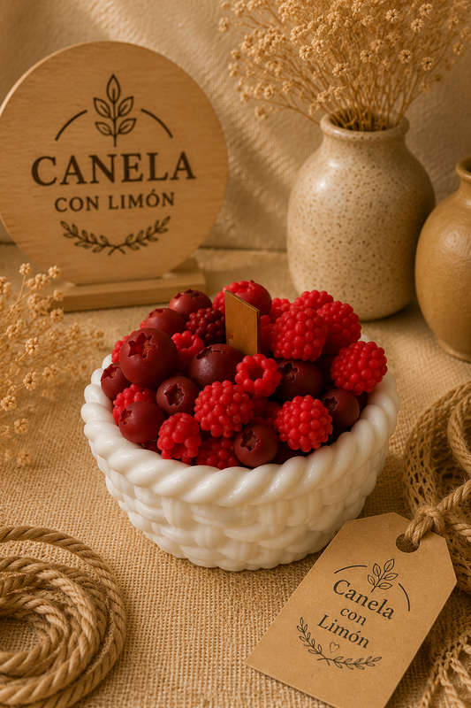 Vela cesta frutos rojos